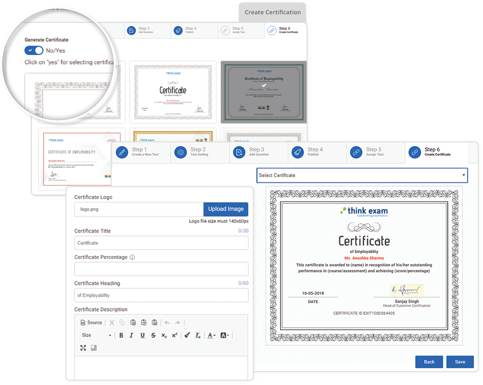 Create Certificate with Think Exam Quiz Maker